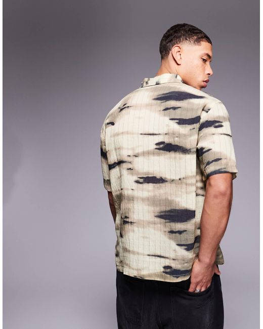 Bershka Gray Textured Printed Shirt for men