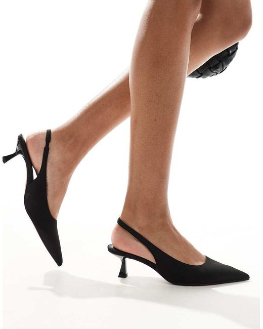 ASOS Black Stroll Slingback Mid Heeled Shoes