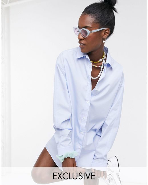 Blue Oversized Shirt Dress on Sale, 56 