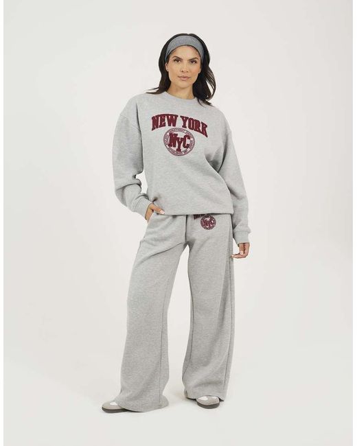 Brave Soul Gray Crew Neck Embroidered Sweatshirt