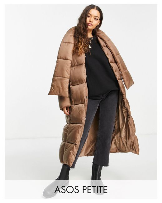 ASOS Asos Design Petite Oversized Puffer Jacket With Scarf in Natural |  Lyst Canada