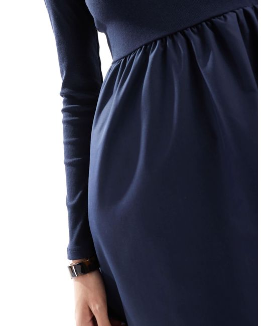 Robe mi-longue en popeline Threadbare en coloris Blue