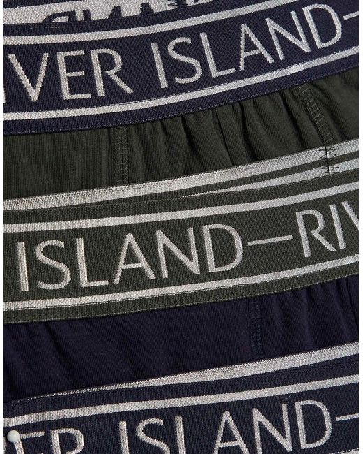 River Island Blue Satin Ri Pack Of 5 Trunks for men