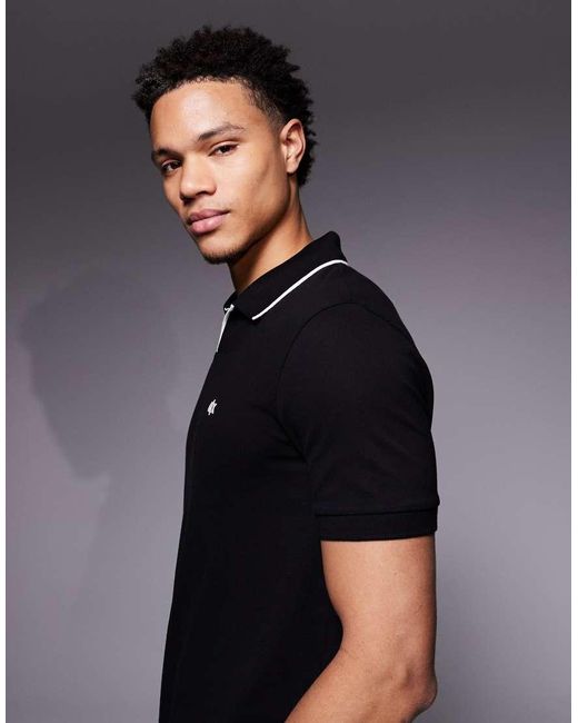 ARMANI EXCHANGE Black Short Sleeve Logo Polo for men