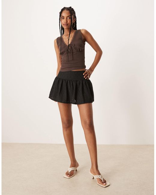 ASOS Natural Broderie Mid Rise Mini Skort