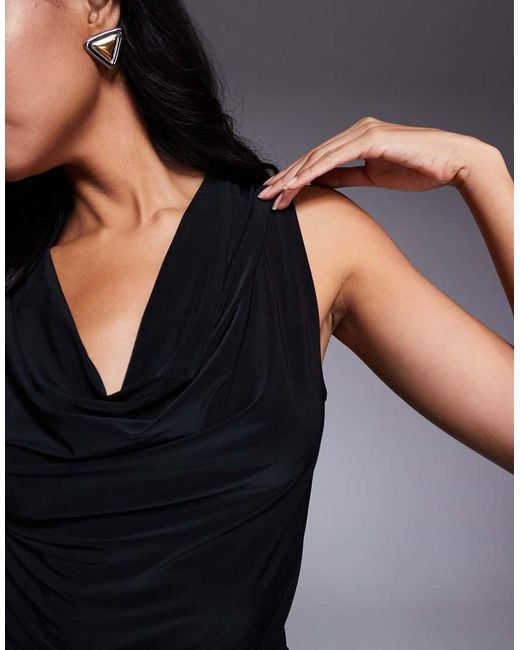 ASOS Blue Slinky Cowl Drape Top