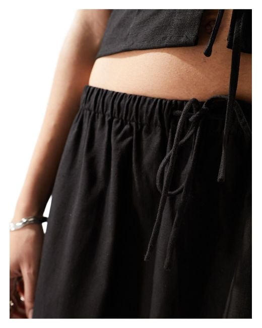 Lioness Black Drawstring Waist Maxi Skirt Co-ord