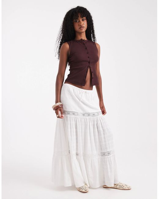 Top boutonné en maille côtelée - chocolat Miss Selfridge en coloris Brown