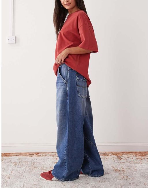 Collusion Blue X006 Xl Balloon Low Rise Jeans