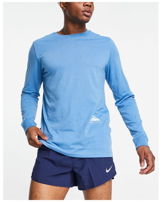 Nike Dri-fit Trail Long Sleeve T-shirt in Blue for Men | Lyst Canada