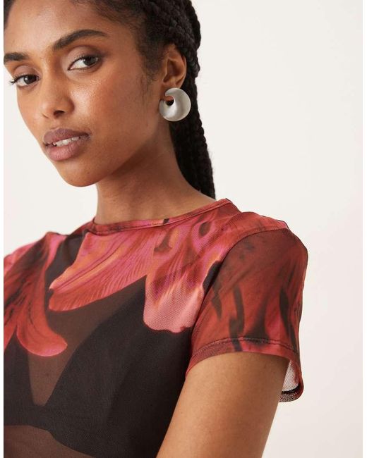 ASOS Multicolor Sheer Mesh Baby Tee