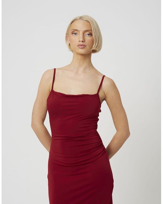 Brave Soul Red Strappy Square Neck Midi Dress