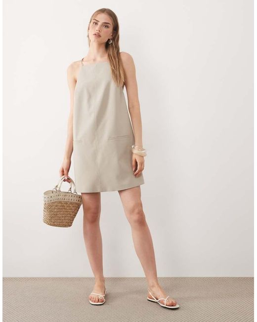 ASOS Natural Low Back Tailored Mini Dress