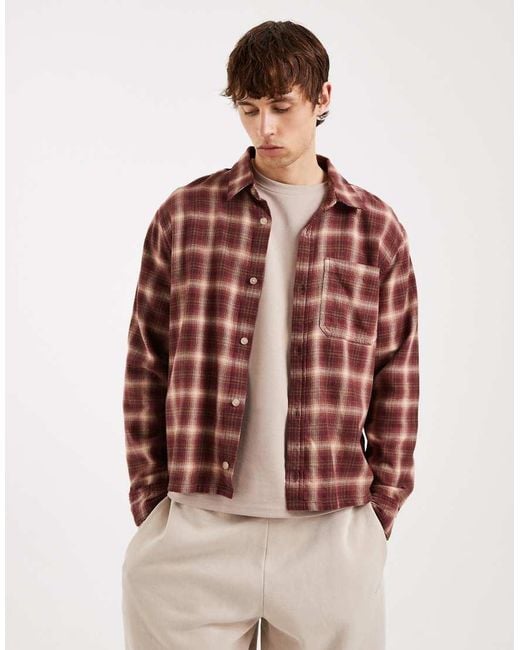 Hollister Red Long Sleeve Plaid Shirt for men