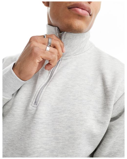 SELECTED White 3/4 Zip Sweatshirt for men