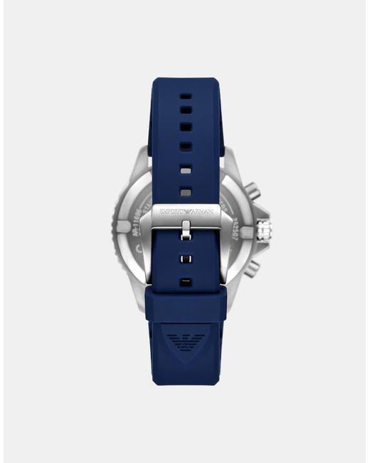 Emporio Armani Blue World Explorer Solar-Powered Chronograph Silicone Watch for men