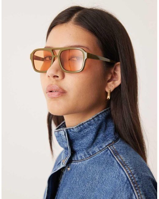 ASOS Brown Aviator Sunglasses