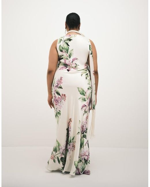 Forever New White Tassel Scarf Satin Maxi