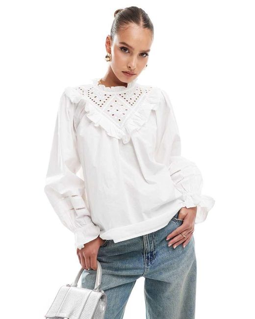 River Island White Cutwork Blouse