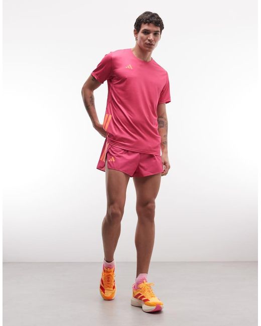Adidas Originals Pink Adidas Running Adizero T-Shirt for men