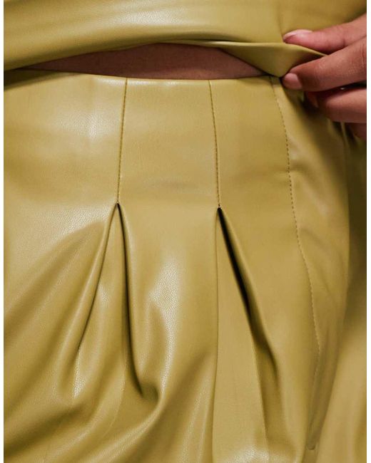ASOS Green Pu Wide Leg Pleated Pants