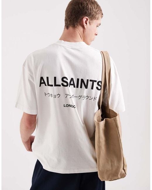 AllSaints White Underground Oversized T-Shirt for men
