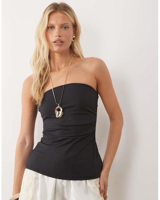 ASOS Black Bandeau Pleat Co-Ord Top