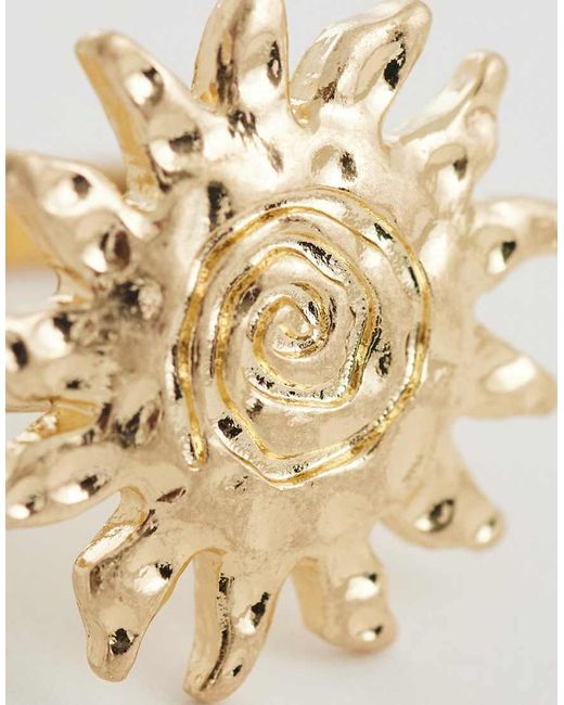 ASOS Metallic Asos Design Curve Ring With Sun Design