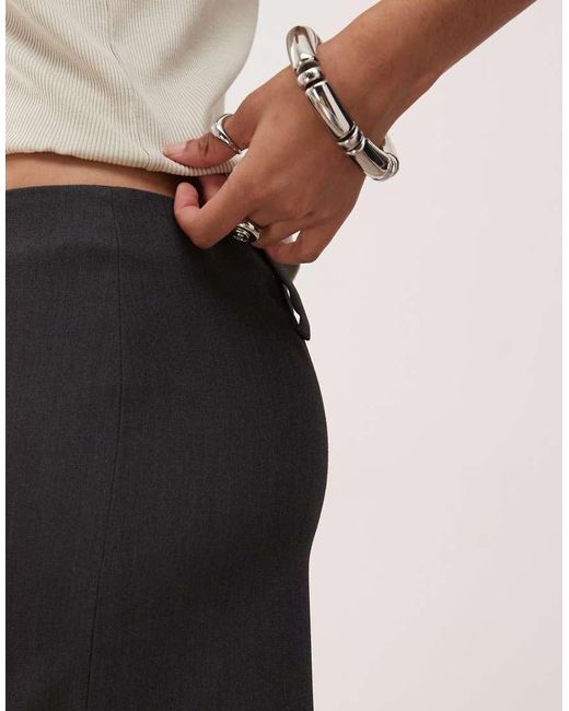 Monki Gray Midi Tailored Skirt