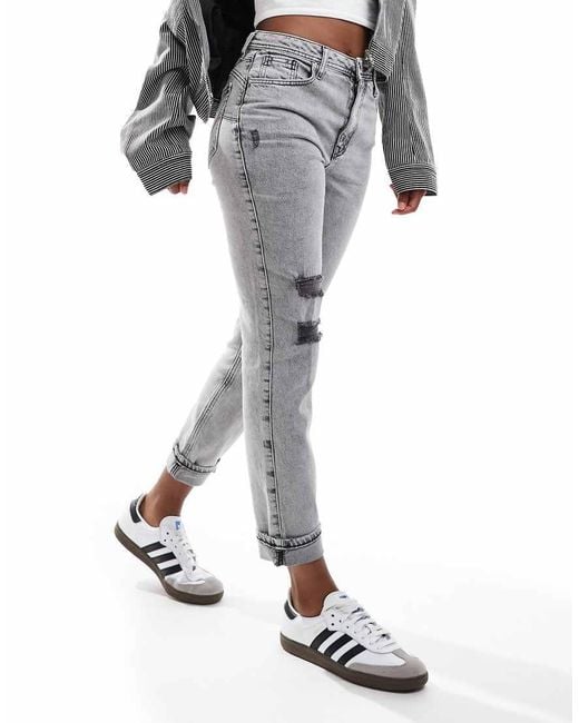 River Island Gray Mom Jeans
