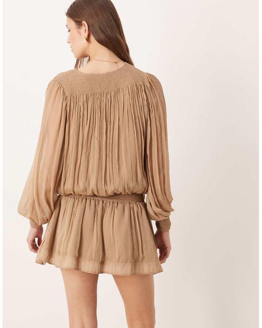 Free People Natural Sunbeam Long Sleeve Mini Dress