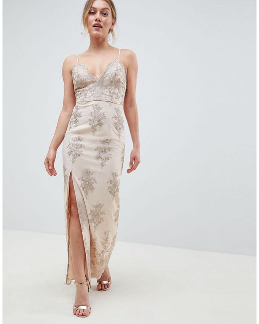 chi chi london scallop plunge maxi prom dress