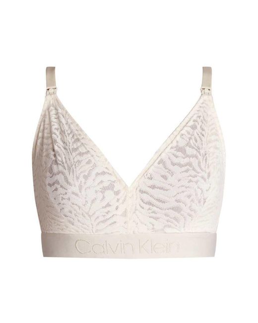 Calvin Klein Natural Maternity Intrinsic Ck Logo Unlined Triangle Plunge Patterned Bralette