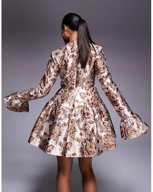 ASOS Metallic Jacquard Scalloped Skater Dress