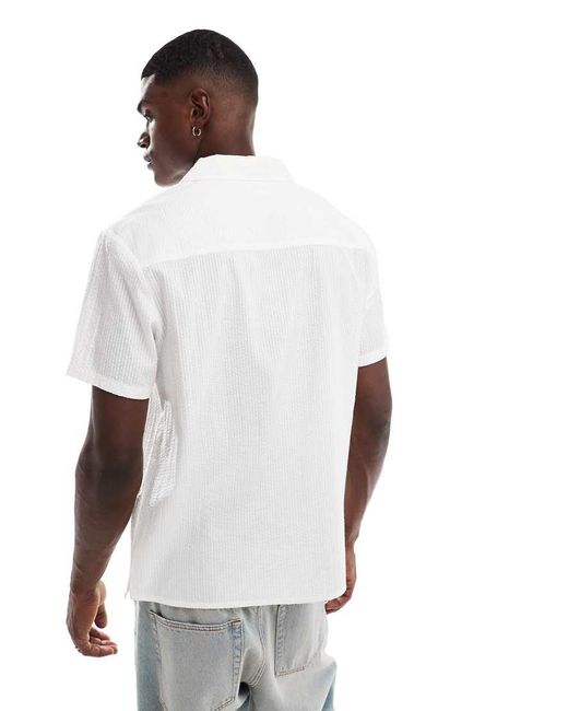 Camicia Bianca A Righe Con Rever di Another Influence in White da Uomo