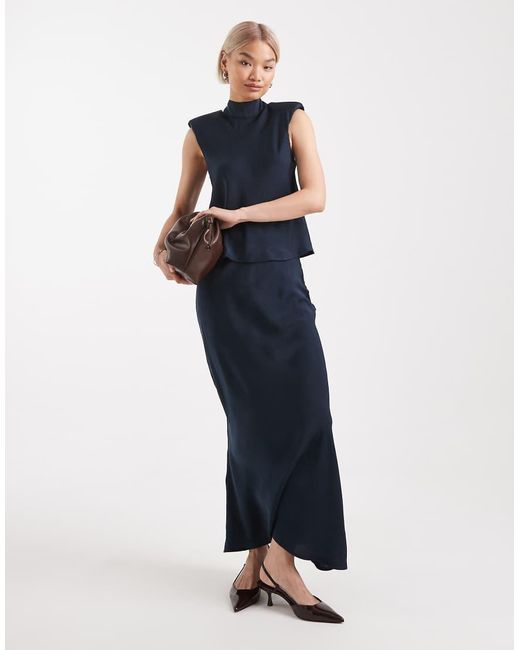 ASOS Low Rise Satin Co-ord Maxi Skirt in Blue | Lyst UK