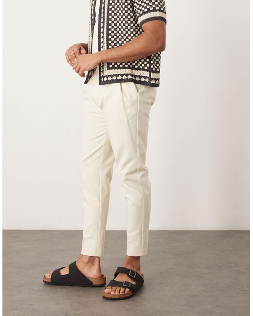 ASOS Natural Smart Tapered Cotton Chino Trousers for men