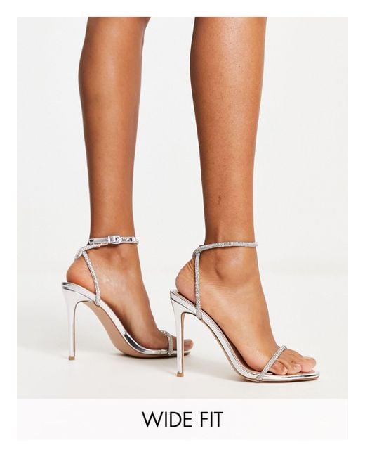 SIMMI White Simmi London Wide Fit Samia Barely There Embellished Sandals