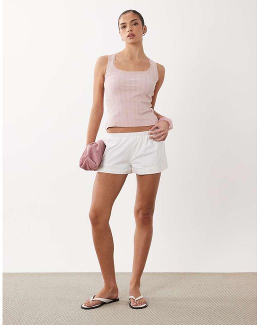 ASOS Pink Pointelle Scoop Neck Vest