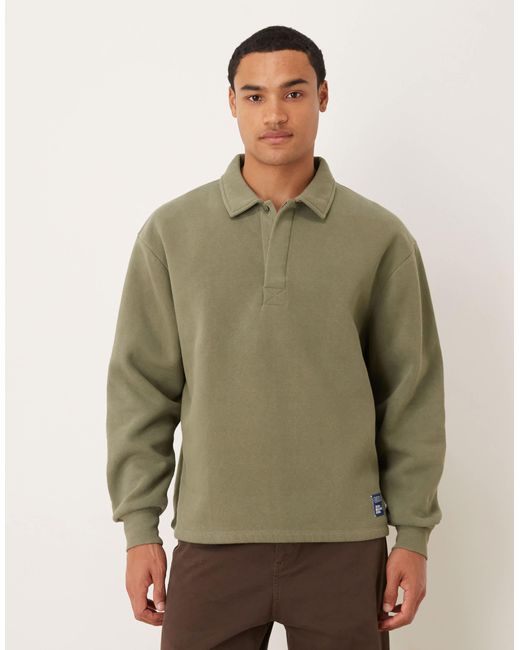ASOS Green Oversized Polo Sweatshirt With Woven Label Badge for men