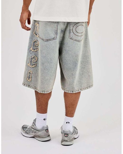 CERNUCCI Gray Logo Applique Denim Jorts for men
