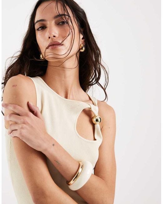 4th & Reckless White Fine Knit Hardware Cut Out Detail Sleeveless Dress