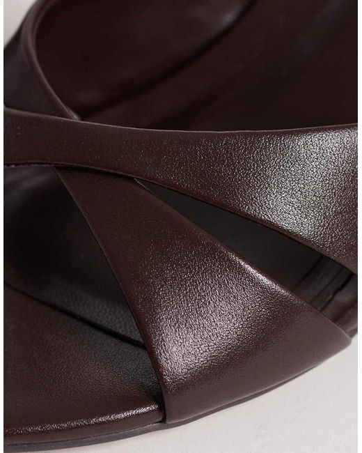 ASOS Natural Hum Premium Cross Strap Mid Heeled Mules
