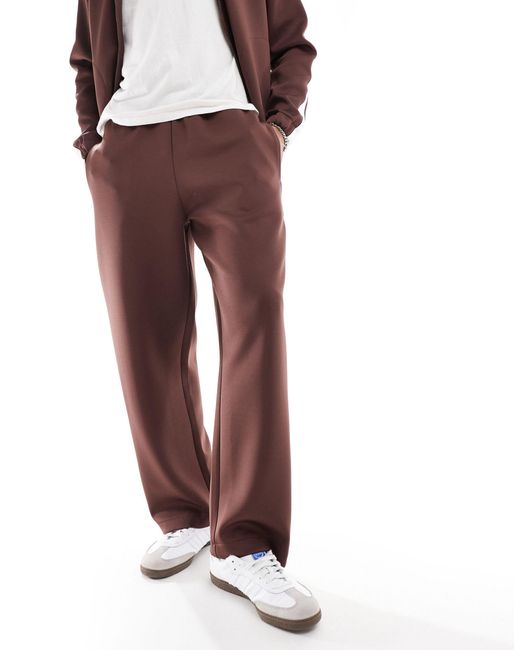 ASOS Brown Wide Leg joggers Co-ord With Taping for men