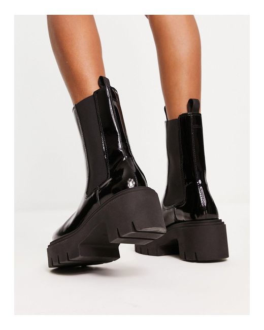 & Other Stories Patent Leather Chunky Heeled Boots in Black | Lyst