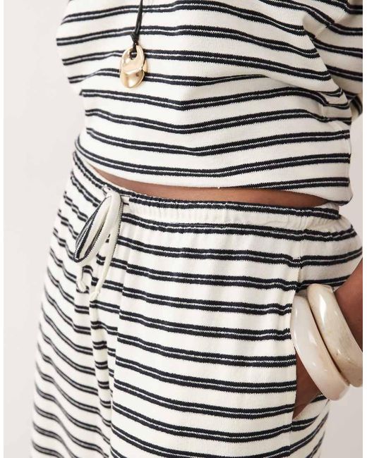 ASOS White Textured Knit Wide Leg Trouser Co-Ord