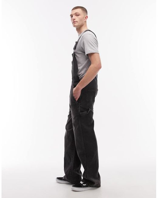 Dickies Black Loose Denim Dungarees for men