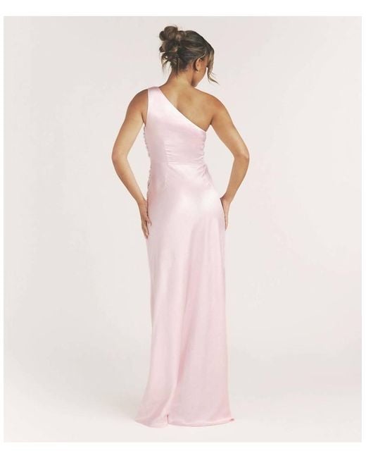 Six Stories Pink One Shoulder Satin Bridesmaid Dress