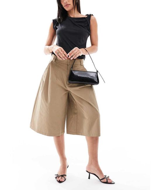Bershka Natural Longline Tailored Jorts