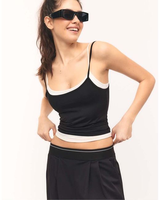 Stradivarius Black Palazzo jogger Trousers With Elastic Waistband